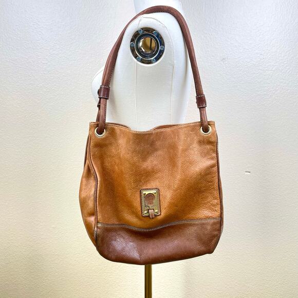 Vintage Francesco Biasia Genuine Leather Shoulder Bag Italy Slouchy Brown Boho - Picture 3 of 16